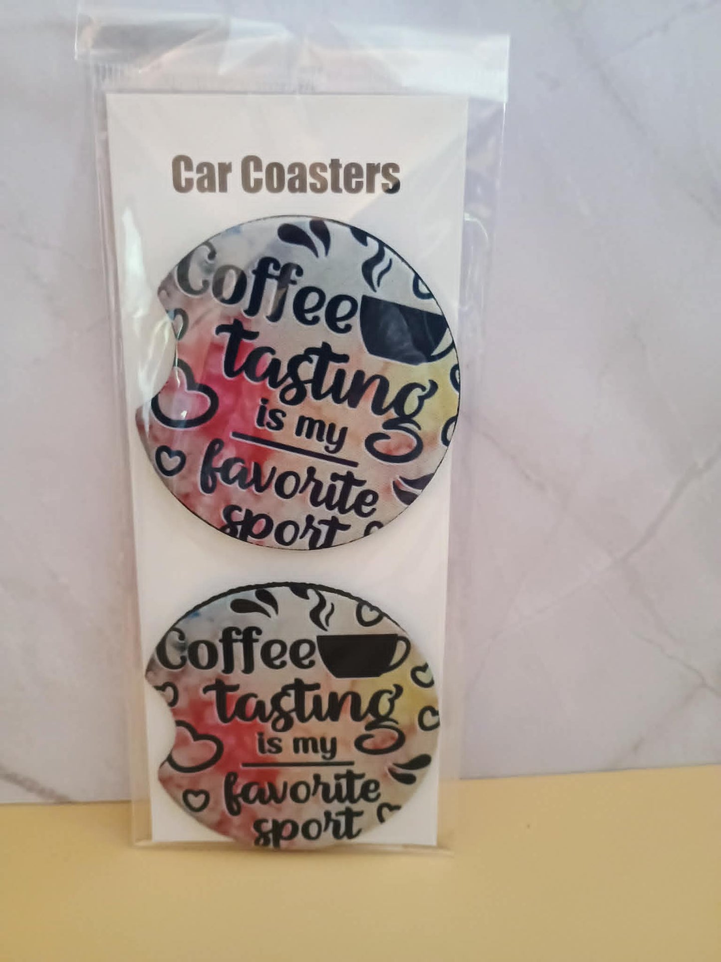 Car coasters~cofee tasting is my favorite sport