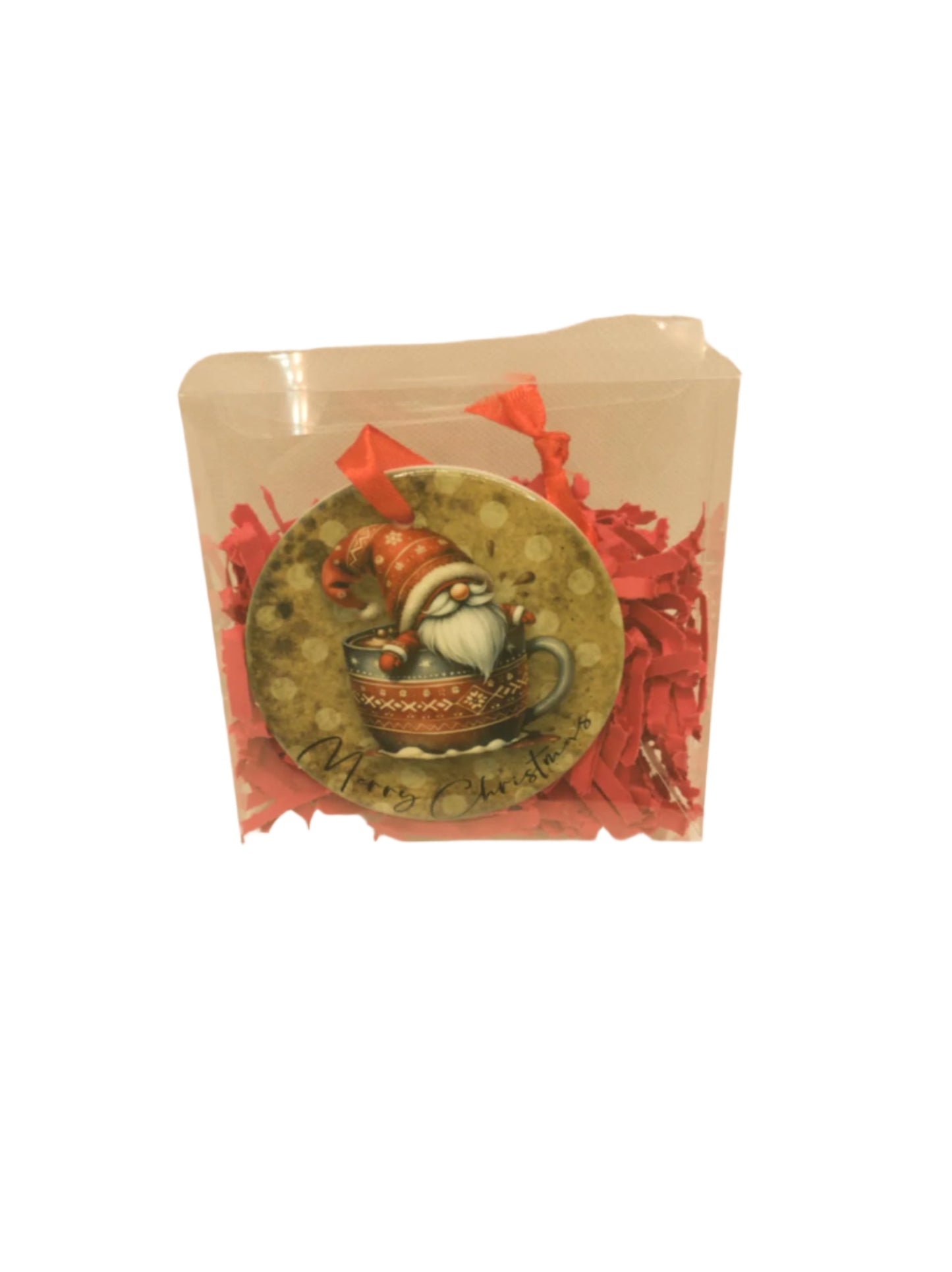 Ceramic Christmas ornament~gnome santa