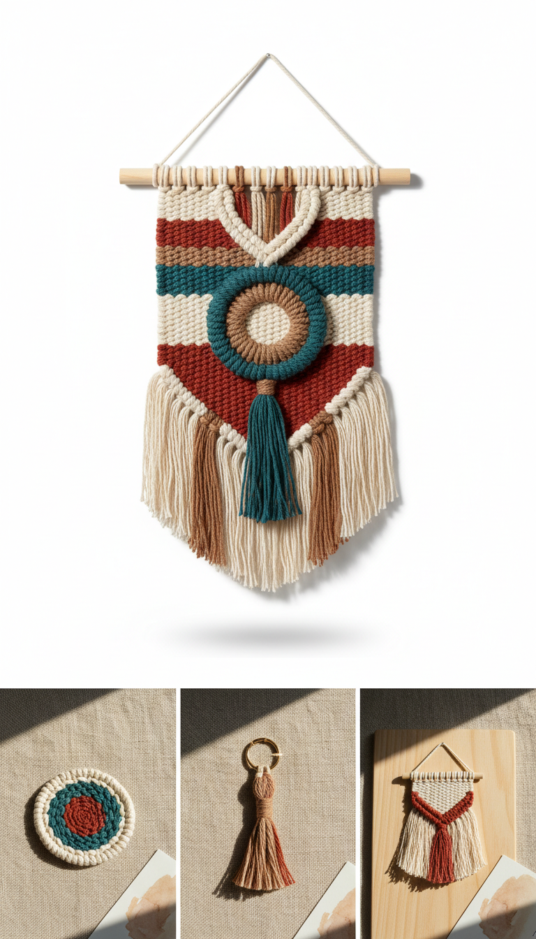 Teal Thread Woven Wall Hanging