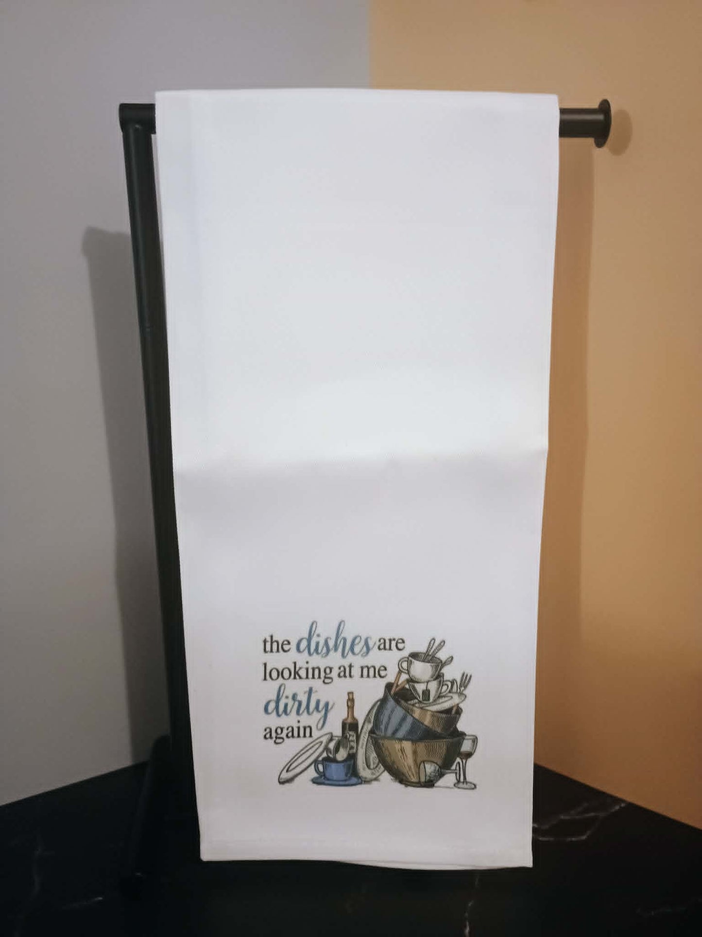 Kitchen Towel- dishes looking at me
