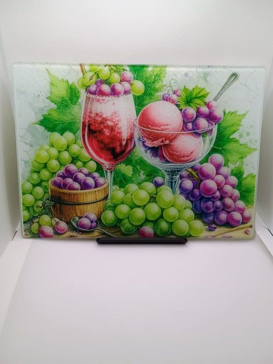 Glass Cutting Board~Grapes