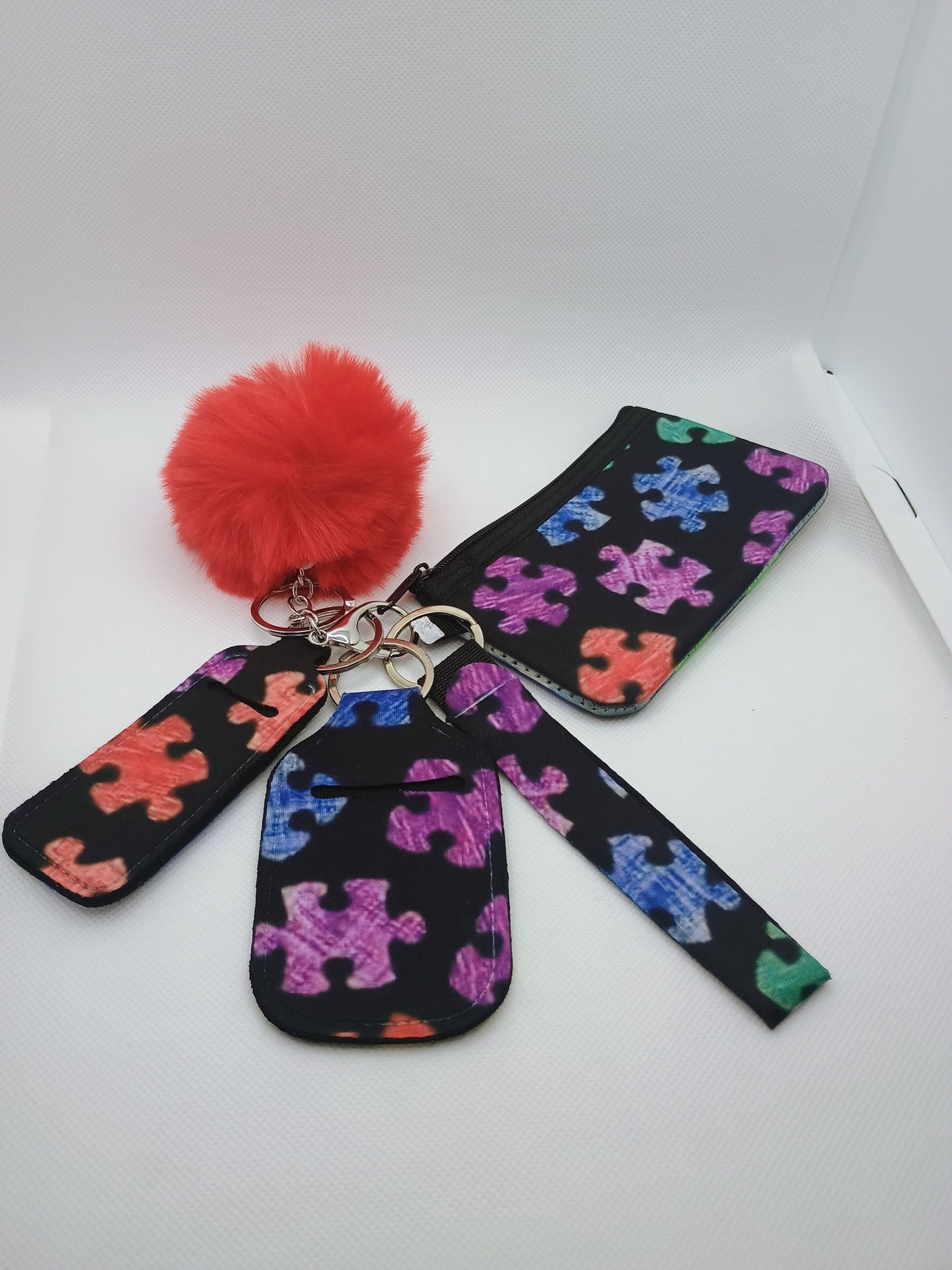 wristlet keychain set-puzzle pieces