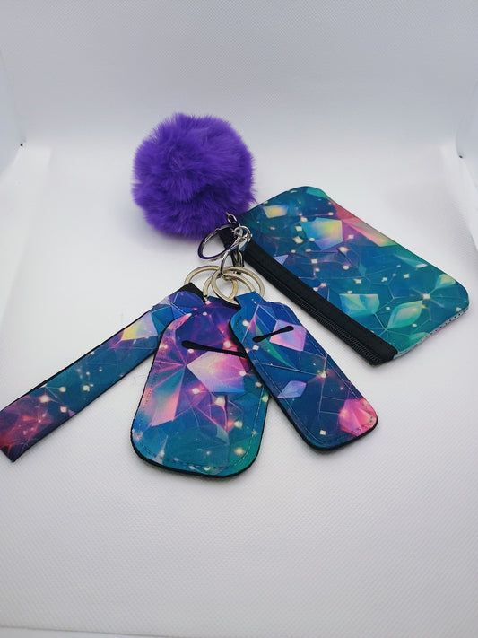 wristlet keychain set-blue gems