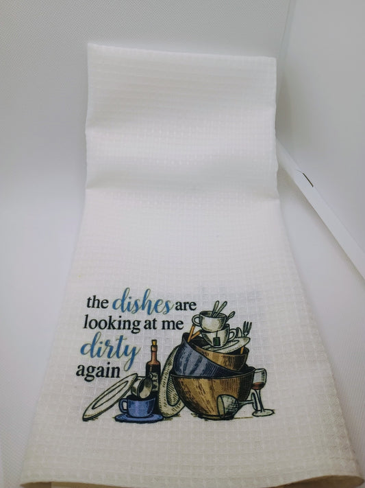 Kitchen Towel- dishes looking at me