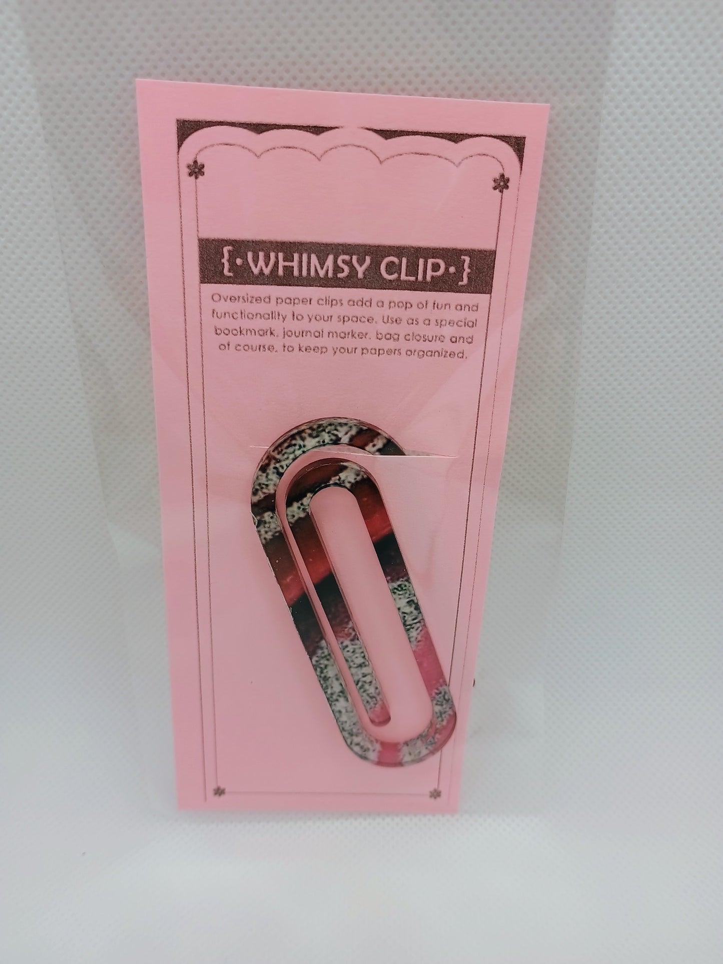 Whimsy clip small- pink stripe