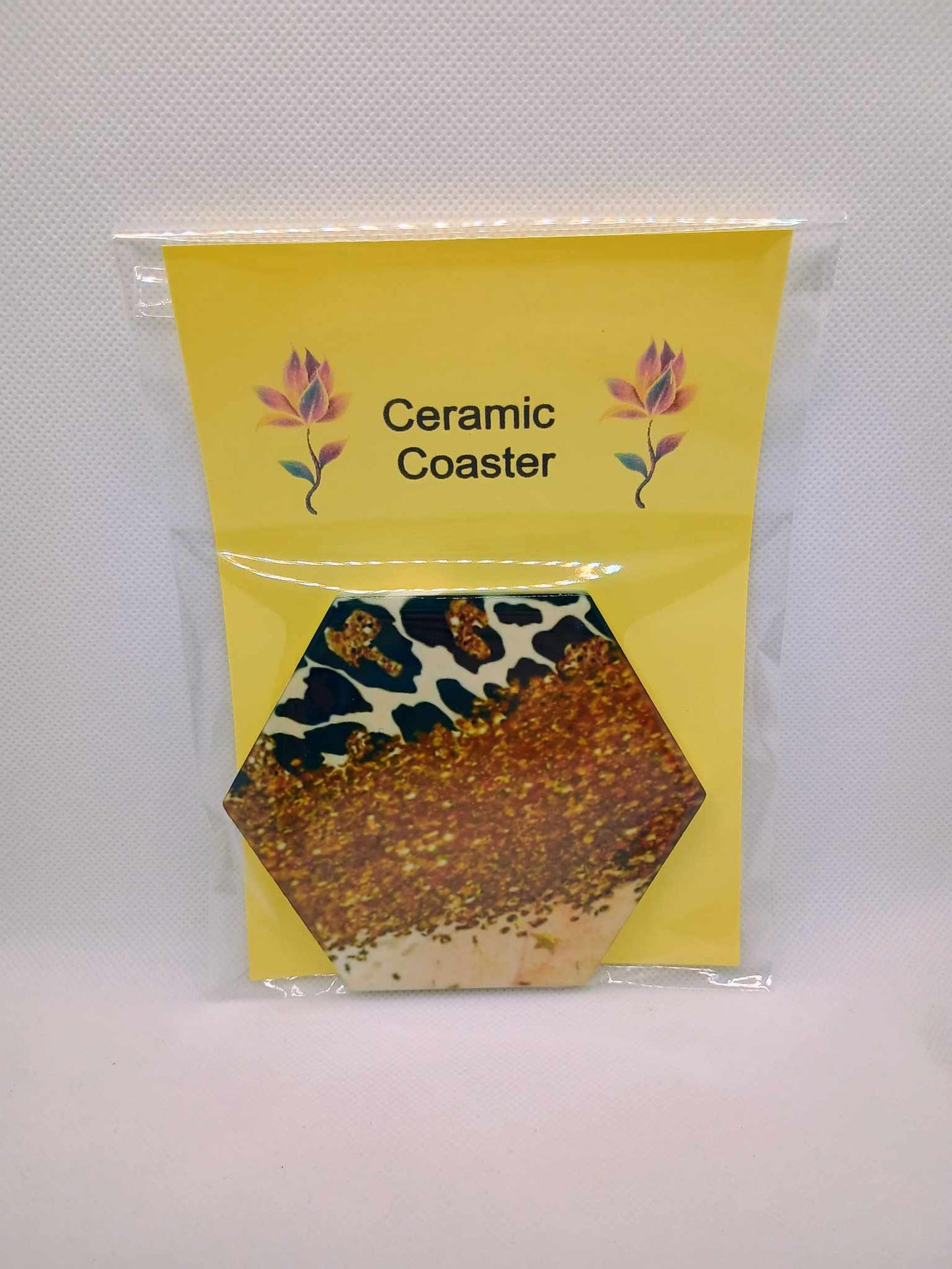 Ceramic coaster~gold glitter