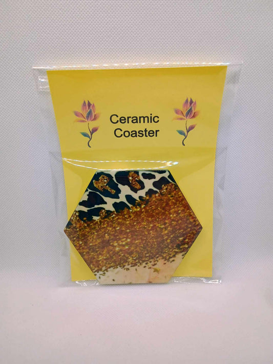 Ceramic coaster~gold glitter