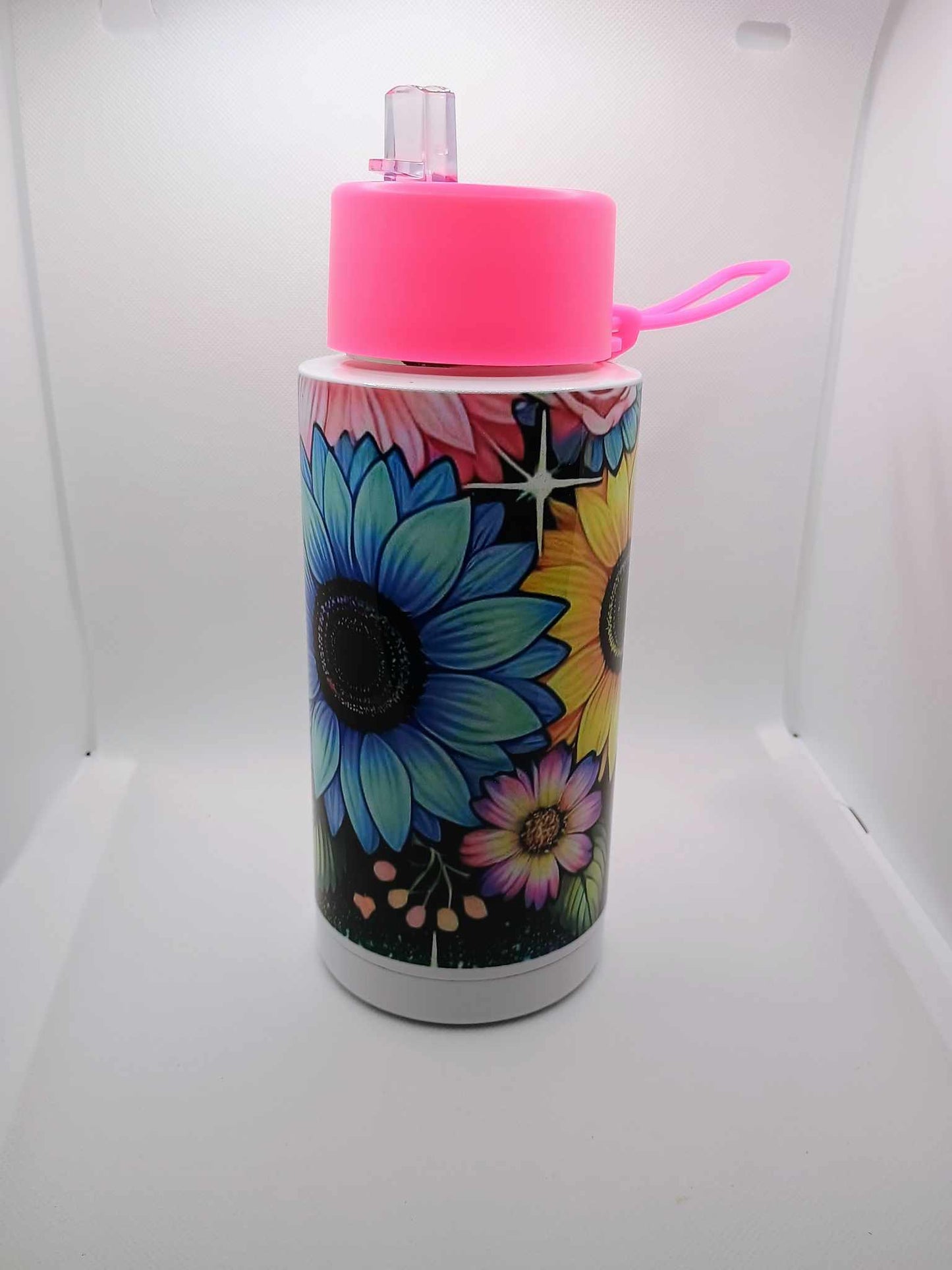 34 oz Sports water bottle~flowers