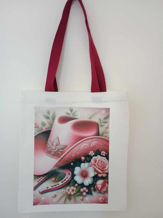Small tote bag~pink cowgirl hat