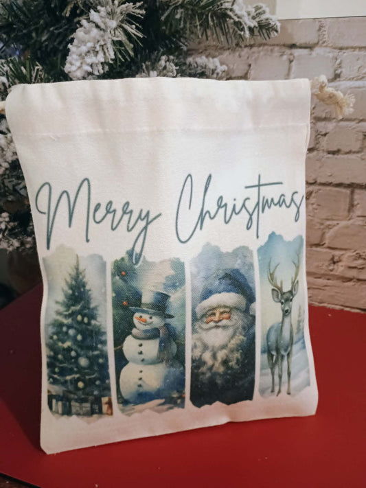 Christmas canvas bag~Blue Merry Christmas
