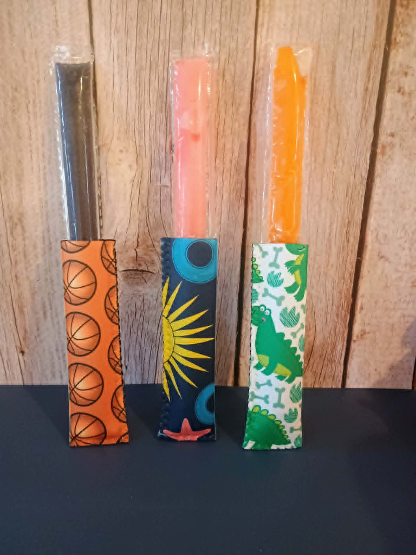 Ice pop sleeve small~basketball, sun & dinosaur