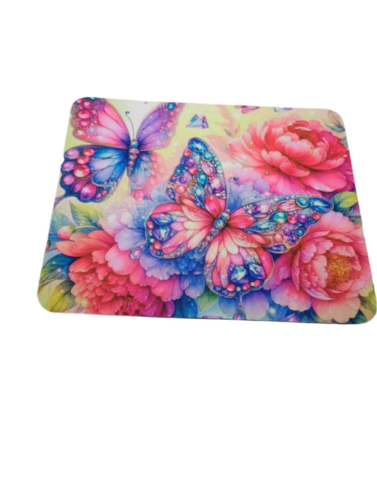 Mouse pad~ Butterfly with flowers