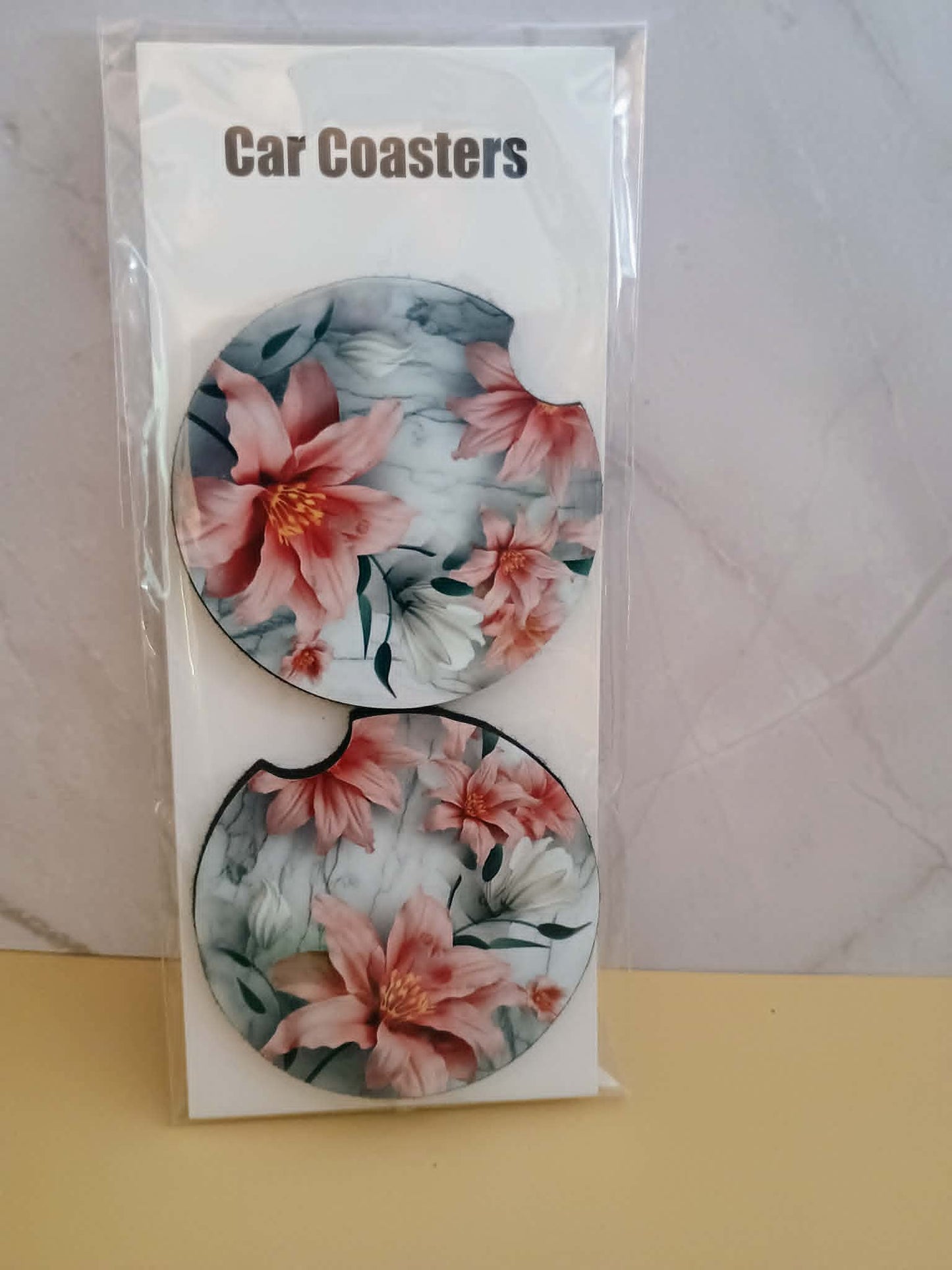 Car coasters~Pink floral