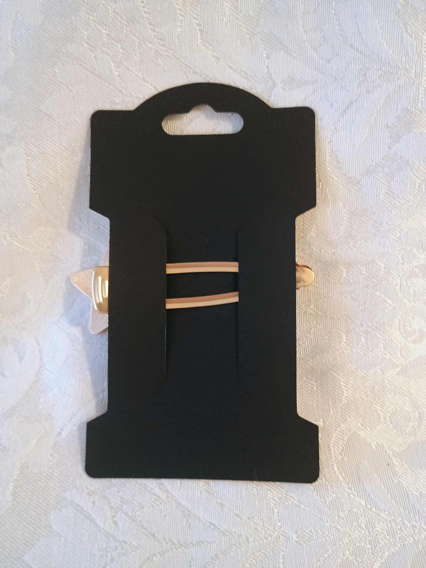 Metal Hair Barrette~gold and white star