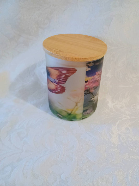 Glass Candle Holder~Butterfly