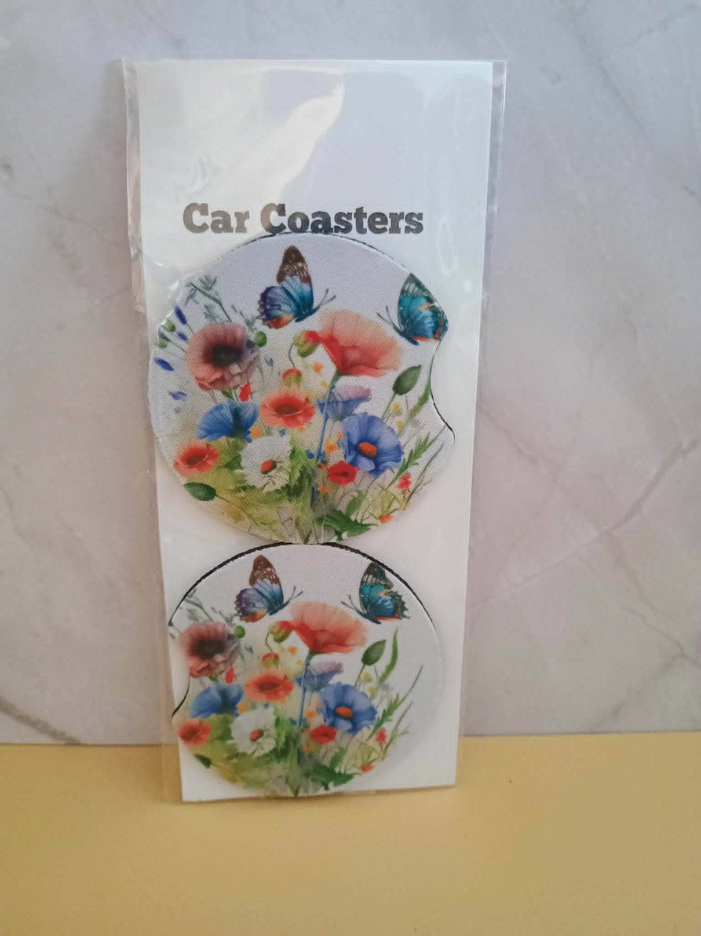 Car coasters~multi floral