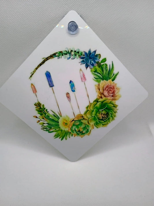 Car window sign~ gems with flowers