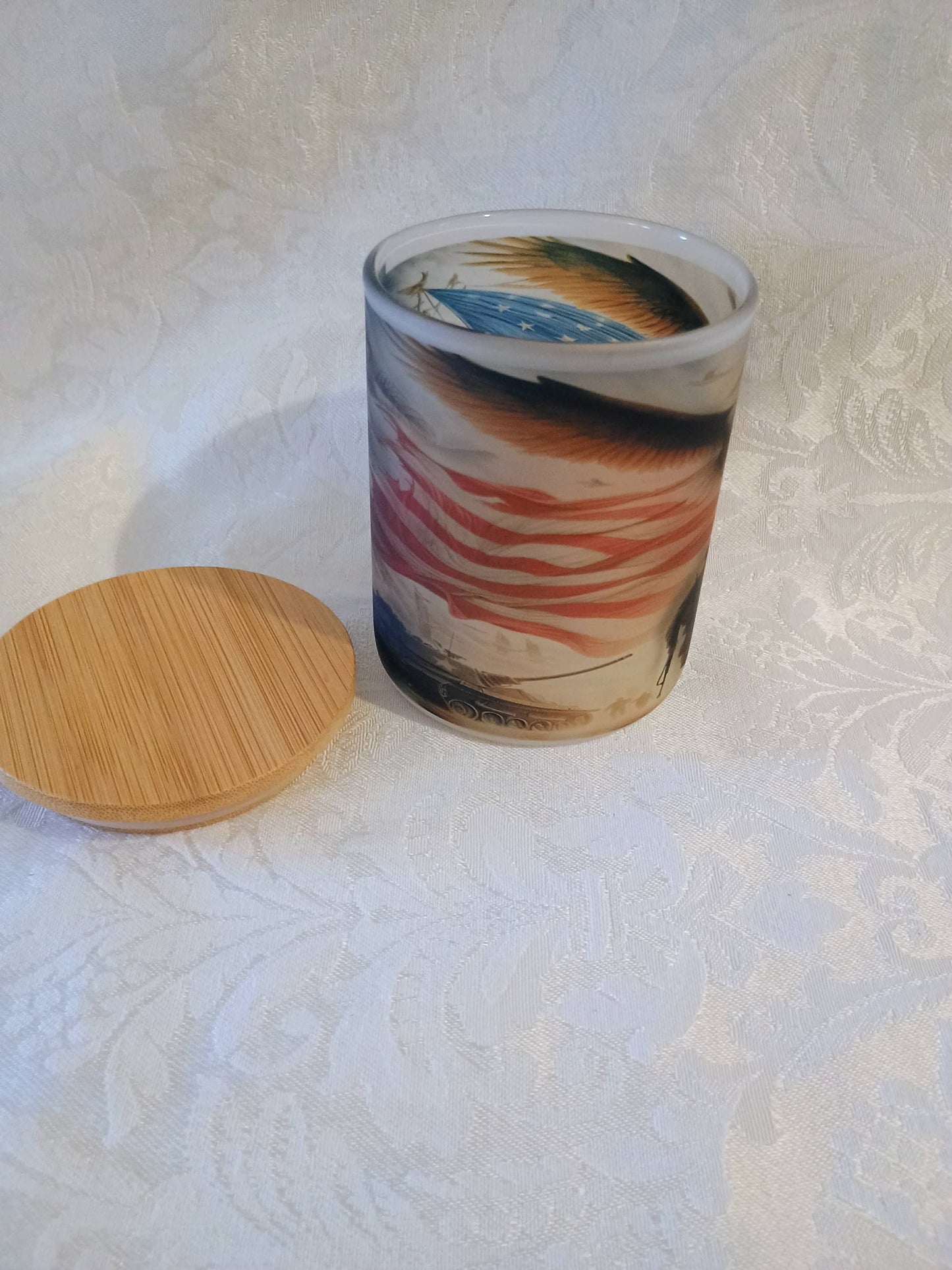 Glass Candle Holder~Soldier with eagle