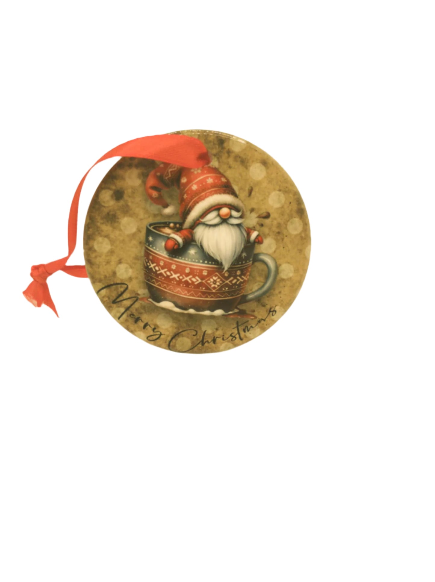 Ceramic Christmas ornament~gnome santa