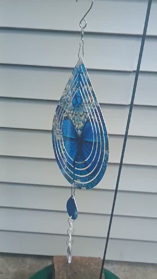 Tear drop wind spinner~Blue Butterfly