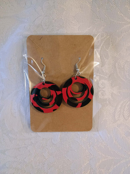 Earrings small~pink and black