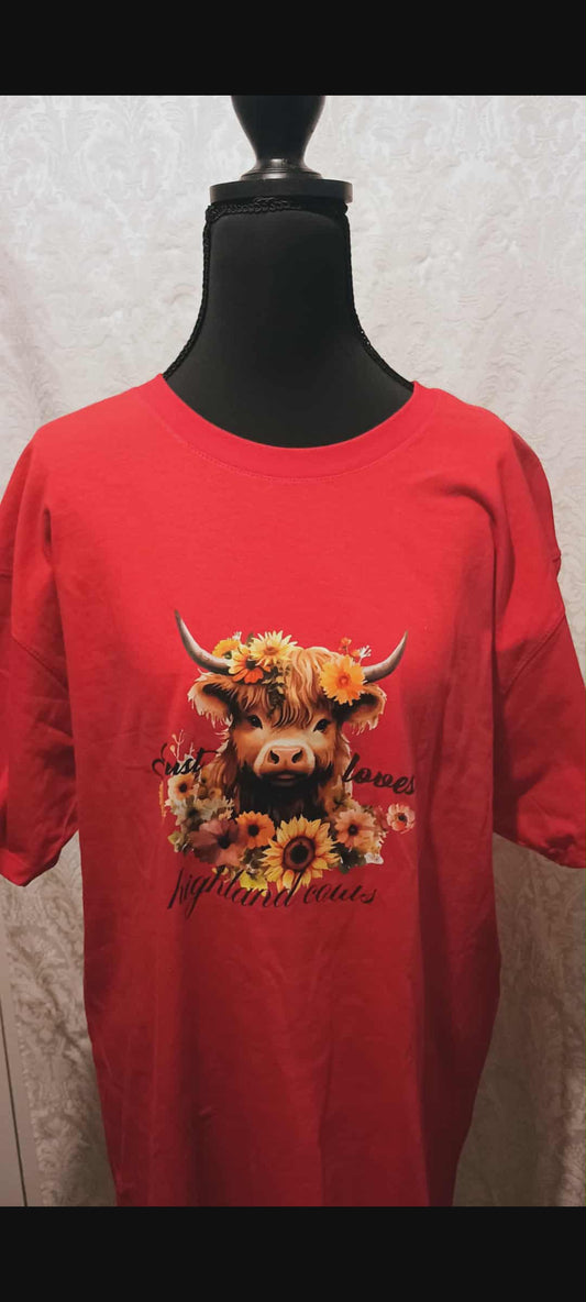 Women's t-shirt large~Just love Highland cows