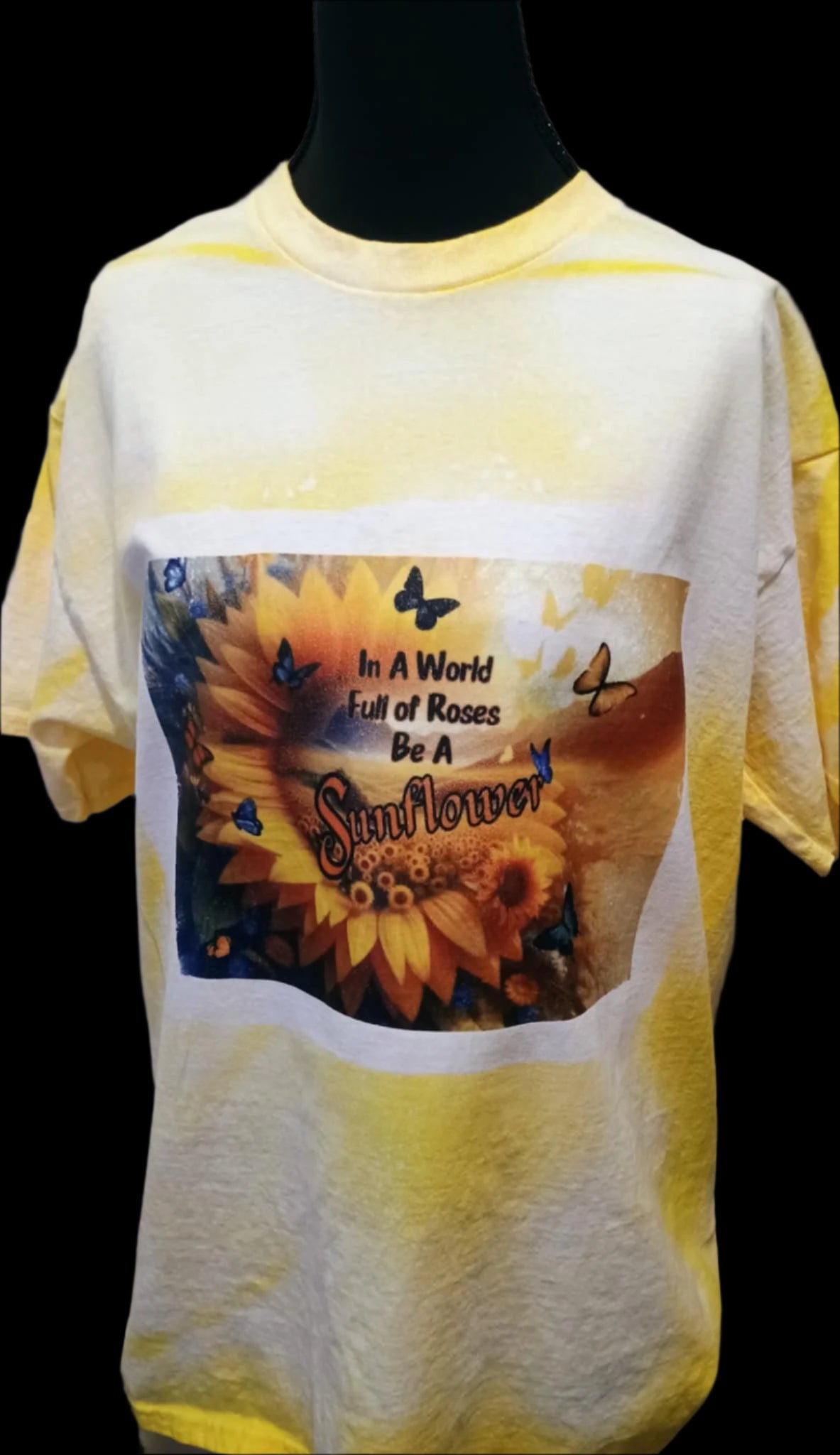 Women's Large t-shirt~In a world full of roses~yellow