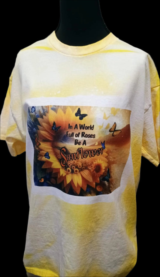 Women's Large t-shirt~In a world full of roses~yellow