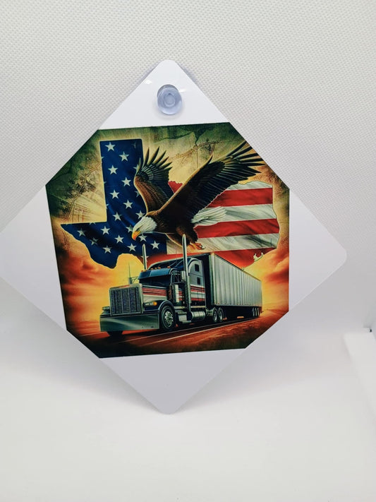 Car window sign~ Eagle with truck
