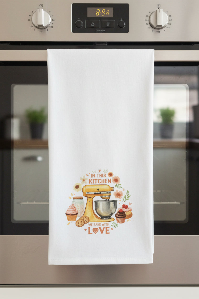 Kitchen towel~In this kitchen we bake with love