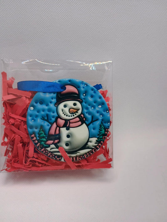 Ceramic Christmas ornament~pink snowman