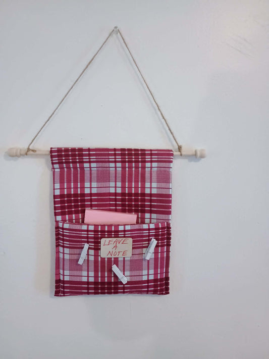 Leave a note door hanging~burgundy with large stripes