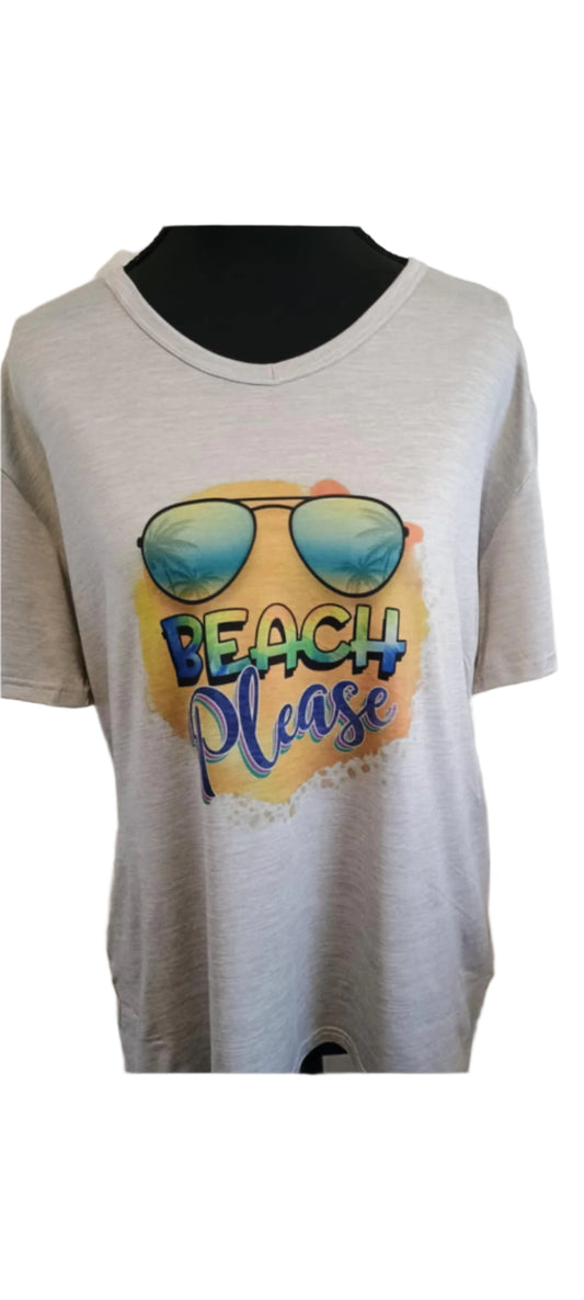 Women's short sleeve shirt XL~beach please