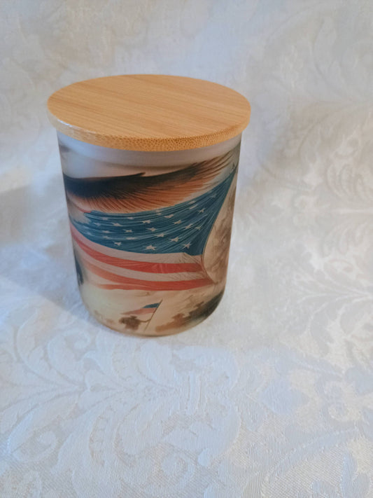 Glass Candle Holder~Soldier with eagle