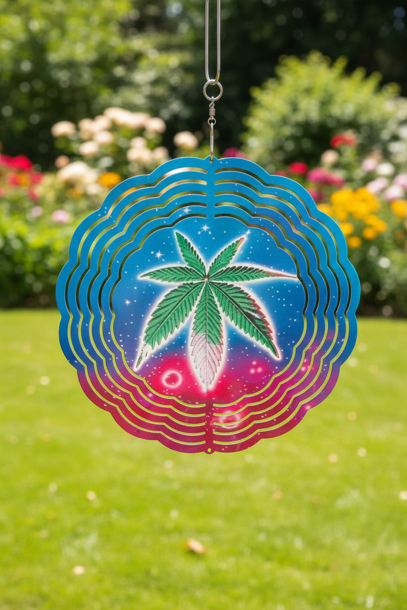 Round wind spinner~Pot leaf