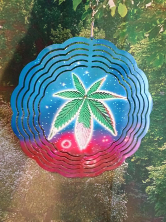 Round wind spinner~Pot leaf