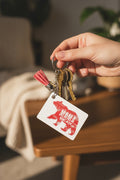 Rectangle keychain~Mama bear~red