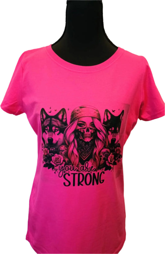 Women's Medium t-shirt~you are strong-pink
