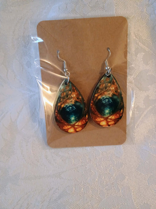 Earrings small~teal and orange