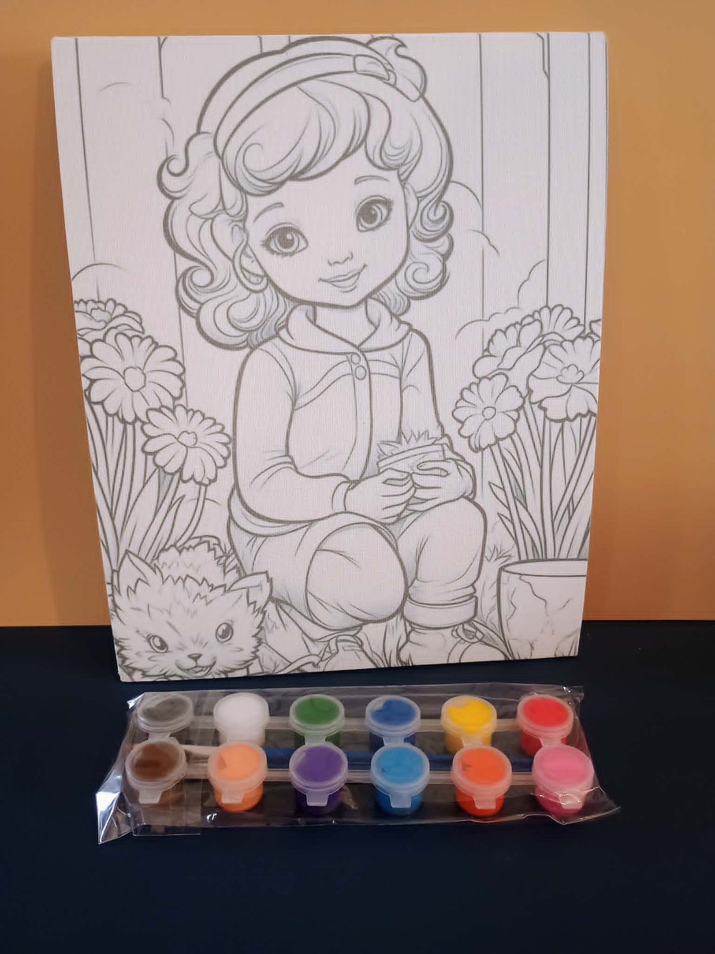 Canvas art kit~girl with flowers