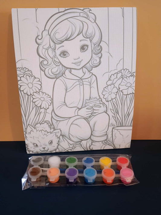 Canvas art kit~girl with flowers
