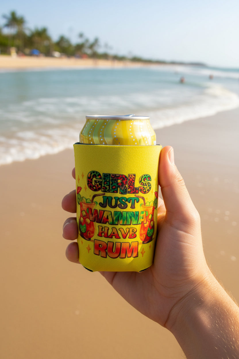 Can koozie~Girls just wanna have RUM