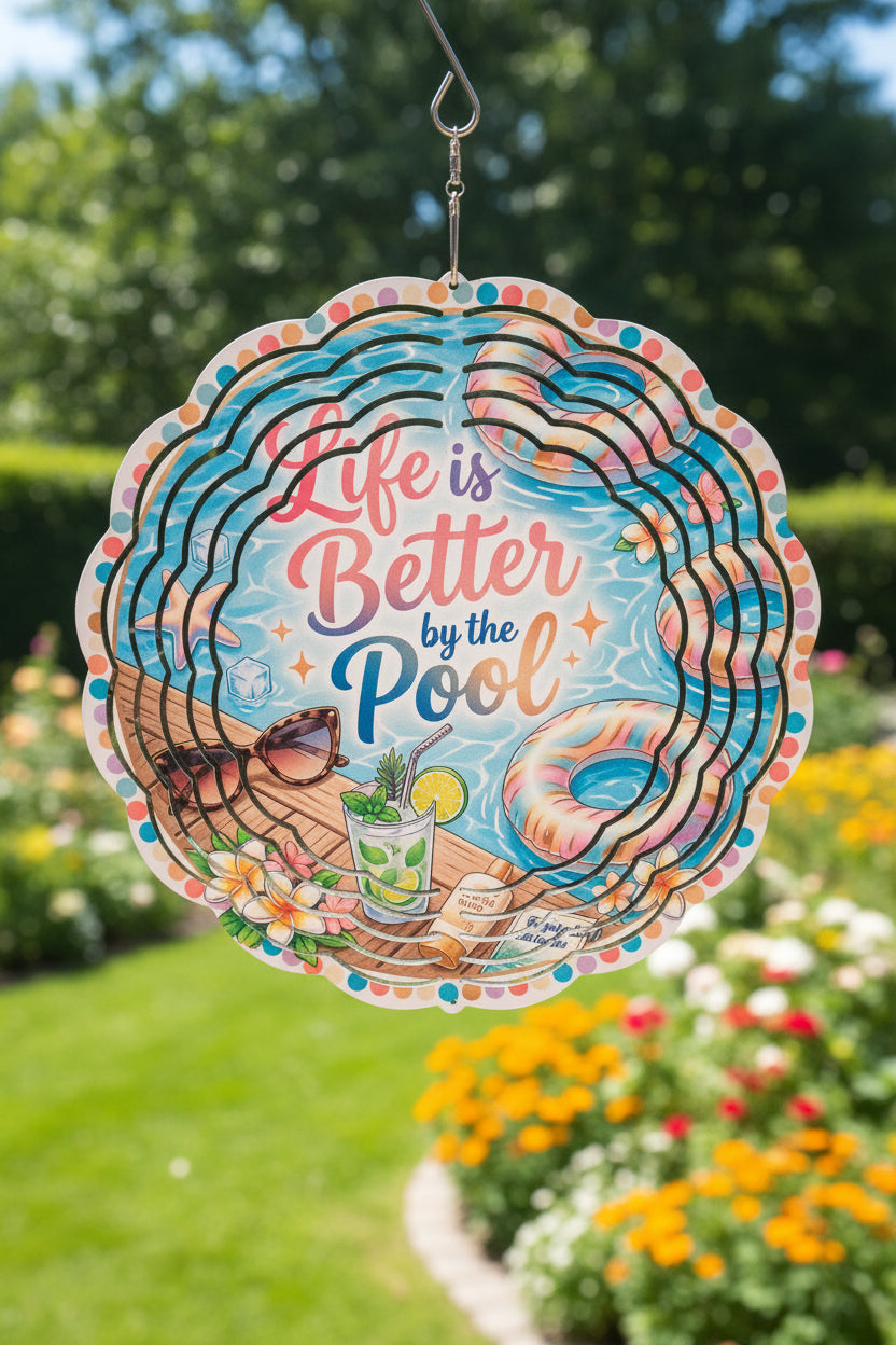 Round wind spinner~Life is better by the pool