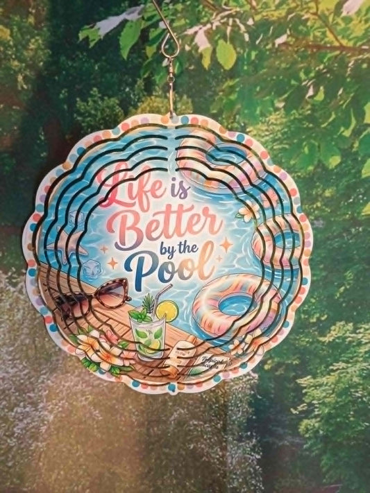 Round wind spinner~Life is better by the pool