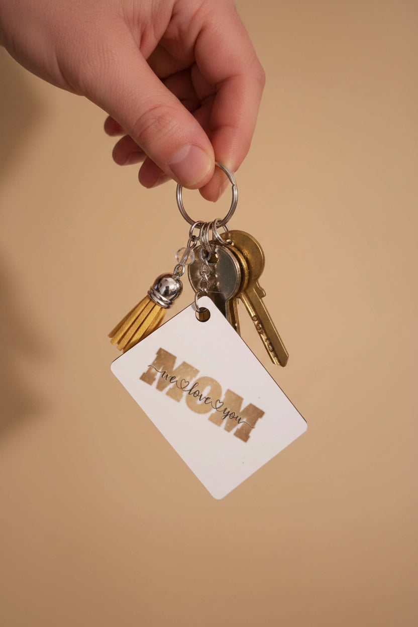 Rectangle keychain~yellow mom