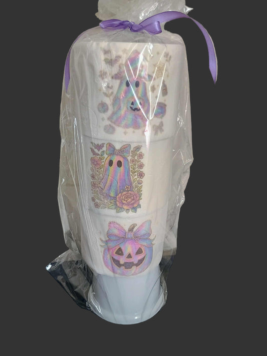 Decorative toilet paper with brush &stand~Iridescent  Halloween
