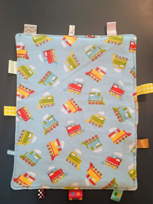 Baby taggies blanket~trains
