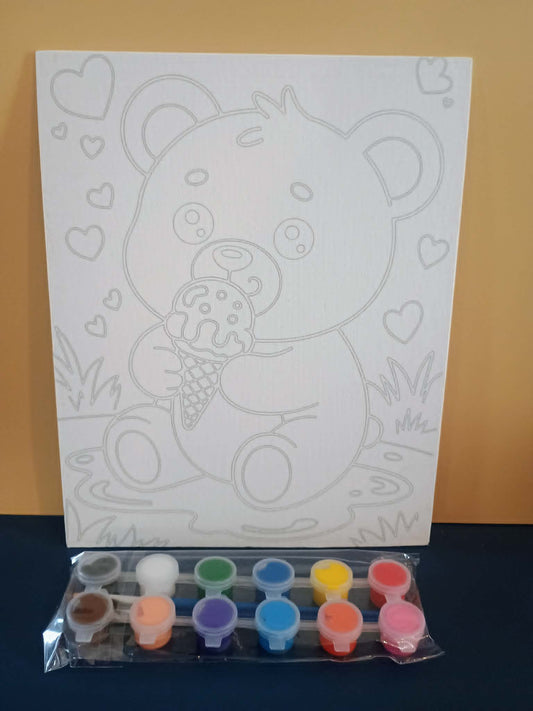 Canvas art kit~Bear with ice cream cone
