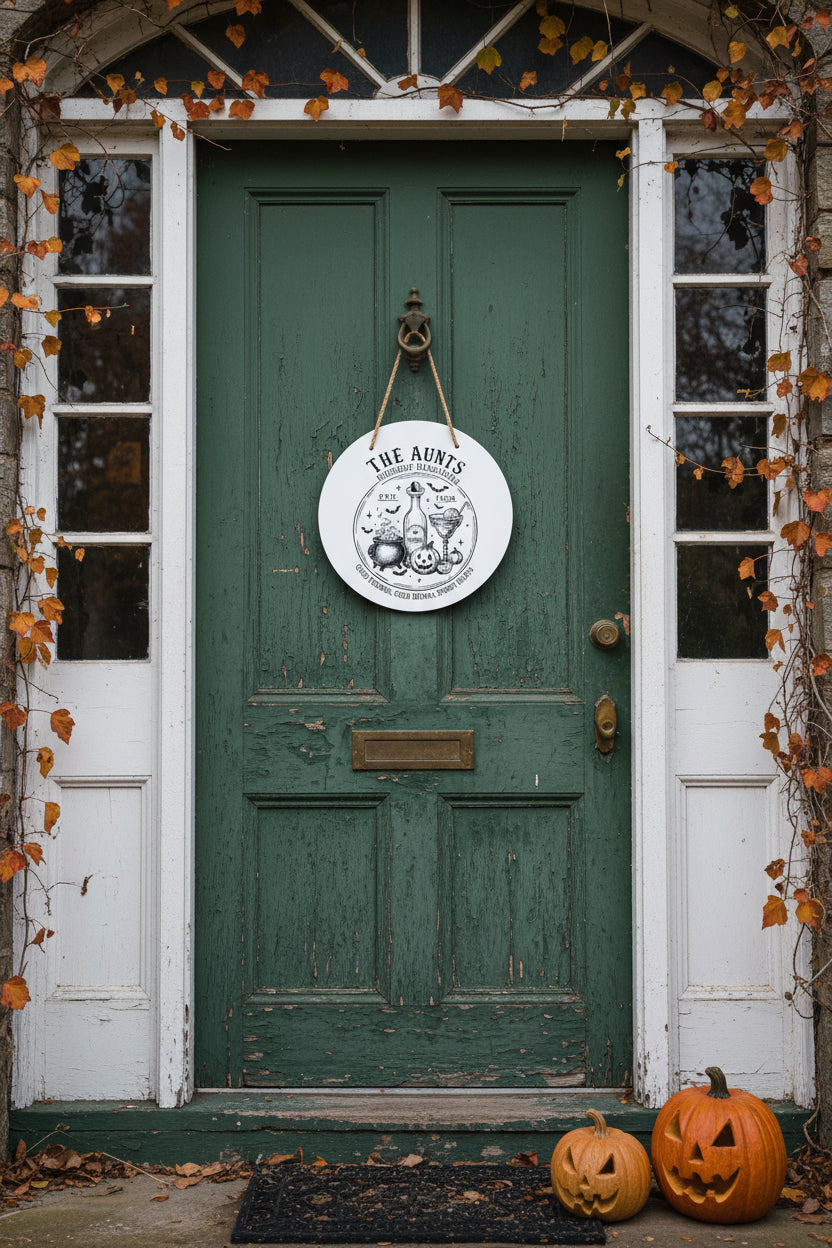 Door sign~THE AUNTS MIDNIGHT MARGARITAS~GOOD FRIENDS, COLD DRINKS, SPOOKY NIGHTS