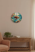 Wall clock~Sea turtle with flowers